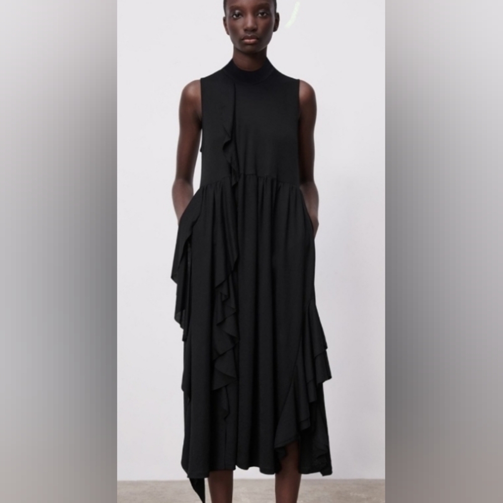 Zara midi dress with ruffles